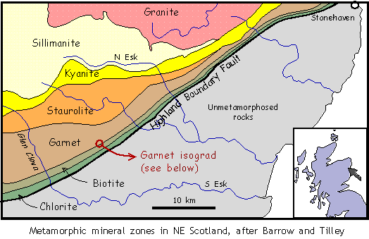 Metamorphic map  - Barrow's zones